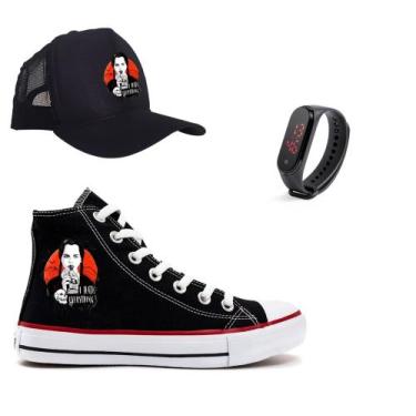 Imagem de Tênis Wednesday Wandinha Com Relógio E Boné Moda Casual Lançamento Sér