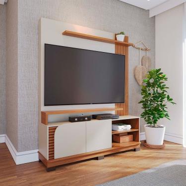 Imagem de Estante Home Jurerê 1.5 para Sala de TV até 65 Polegadas Off White Matte Freijó Colibri
