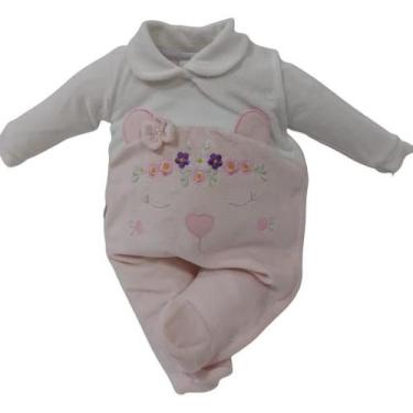 Imagem de Macacão Plush Bebê Menina Bordado Inverno Chuquinha Baby Ref 2891, Ros