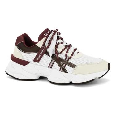 Imagem de Tênis Branco Bordô Feminino Ramarim Sola Branca Tamanho:37Cor:Branco, 