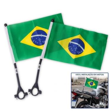 Imagem de Kit 2 Bandeiras do Brasil Para Moto 22x29cm - Majestic