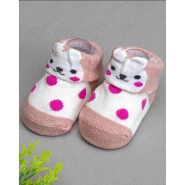 Imagem de Meia Baby Bichinhos Urso Salmão/Pink para Bebê - Pepé Baby, Salmão, Pi