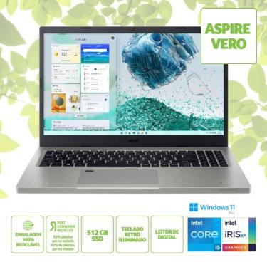 Imagem de Notebook Acer Vero Ecológico AV15-51-59DZ Ci5 Windows 11 PRO 8Gb 512Gb