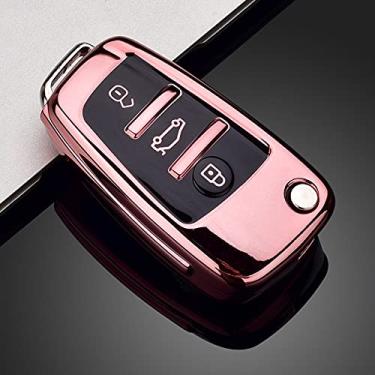 Imagem de WSWJDW TPU macio capa de chave de carro capa chaveiro anel chave bolsa, adequado para Audi C6 R8 A1 A3 Q3 A4 A5 Q5 A6 S6 A7 B6 B7 B8 8P 8V 8L TT RS, 3