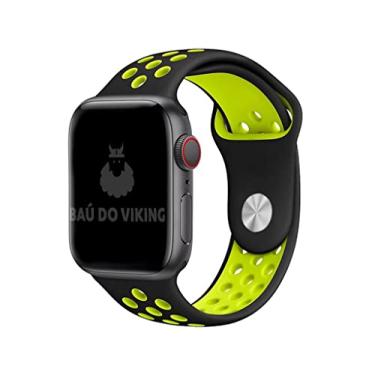 Imagem de Pulseira Silicone Furos, compatível com Apple Watch (Preto Volt, 42/44/45 Pequeno)