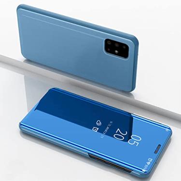Imagem de Capa de telefone inteligente Flip para iPhone X XR XS 5 5S SE 7 8 6 6S Plus 11 12 13 Mini Pro Max 2020 Capa de suporte de janela espelhada, azul, para iPhone 7