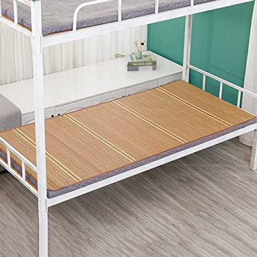 Imagem de Diumy Tapetes de bambu de verão, tapete de dormir dobrável feito à mão para estudante - Tapete de ar condicionado respirável antiderrapante no verão Colchão de cama refrescante - Estudante individual 110 x 190 cm (43 x 74 polegadas)