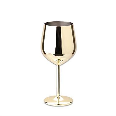 Imagem de Yajun Taça de vinho de aço inoxidável com grande capacidade 500 ml Copos de vinho, ótimo cobre, taça inquebrável para vinho tinto ou branco, ouro
