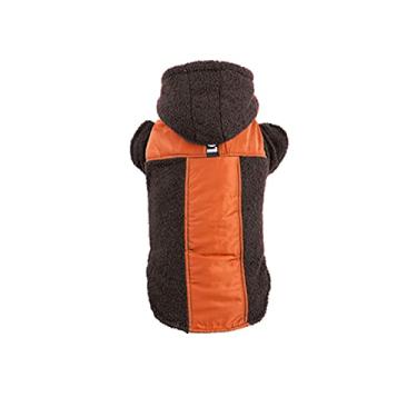 Imagem de Foern Moletom com capuz para cães, suéter macio e quente com forro de lã em anel D no outono inverno ao ar livre, casaco para cães pequenos e médios, marrom, G: 48 cm/18,9 pol