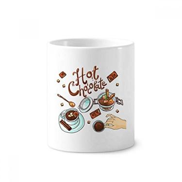 Imagem de Hot Chocolate Sobremesas Drink França Suporte para caneta de escova de dentes Caneca de cerâmica com suporte para lápis