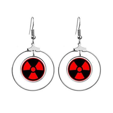 Imagem de Brincos Red Dangerous Chemical Radiation Toxic Symbol Pendant Jewelry Drop Circle