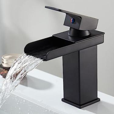 Imagem de Torneira para lavatório de banheiro em cascata Torneira misturadora de banheiro em latão maciço LED Torneira para pia com alça única branca Torneira misturadora para banheiro montada no conv