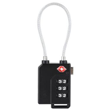 Imagem de QANYEGN Fechadura De Fio De Aço TSa De 3 Dígitos, Trava De Código De Fio De Aço, Trava De Combinação Para Bagagem De Mala De Viagem, Alfândega.(Preto)
