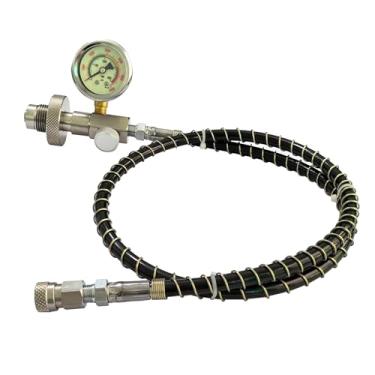 Imagem de Aopkeo Paintball PCP Airsoft Tank G5/8(5/8BSPP) Conector de enchimento de estação de enchimento DIN HPA Estações de recarga de mergulho com mangueira de 94 cm