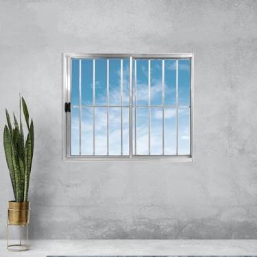 Imagem de Janela Alumínio de Correr 100x150cm 2 Folhas Com Grade Plus Lux Esquadrias Natural