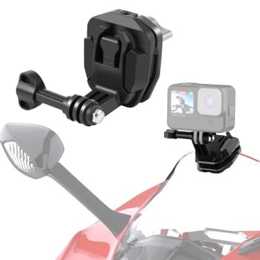 Imagem de PULUZ Suporte de clipe de para-brisa de motocicleta para GoPro Hero12 preto/DJI Osmo Action 4 / Insta360 X4 / Ace Pro e outras câmeras de ação