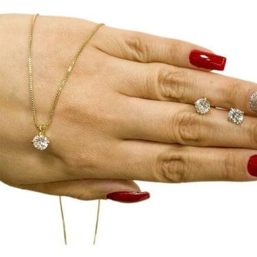 Imagem de Colar Corrente E Brinco Banhado Ouro 18k Ponto De Luz - Papillon Semi 