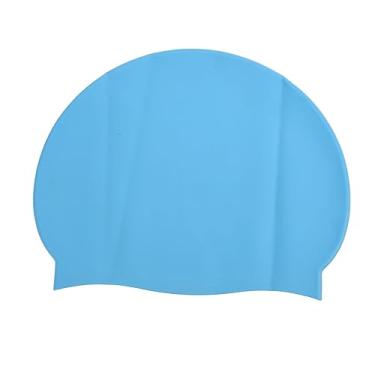 Imagem de Bonés de natação para crianças, animal de desenho animado infantil durável touca de natação de silicone 3D com proteção de orelha para cabelos longos curtos meninos meninas (dinossauros rosa e azul)