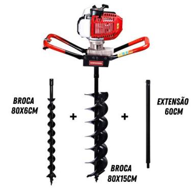 Imagem de Perfurador De Solo Kawashima ED43 42.7cc Com Broca 15cm + Broca Dupla 