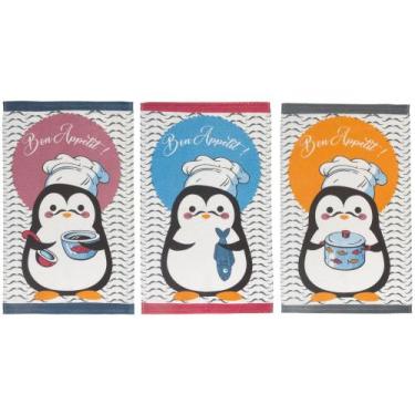 Imagem de Pano de Prato Primore Bom Appetit Teka - 40x65cm 3 Peças, Rosa, azul e