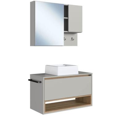 Imagem de Conjunto Armario e Gabinete 80cm Com Cuba Mell Arenas PRODDY