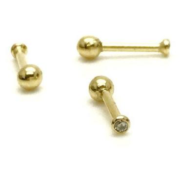Imagem de Ouro 18k Piercing Ponto Luz Pedra Branca Diamante Brilhante Natural 8m