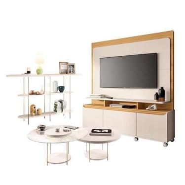 Imagem de Estante Home Theater Quantum Off White Cinamomo e Aparador Infinity e 