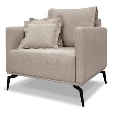 Imagem de Poltrona Para Sala Pés De Metal Vecchia S06 Linho Areia - Mpozenato