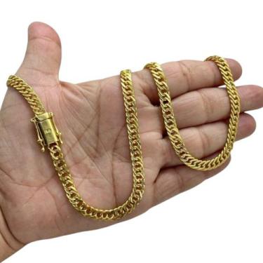 Imagem de Corrente Grumet Lacraia 7mm Fecho 750 Banhado a Ouro 18k - ToJoia18k
