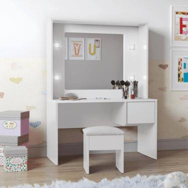 Imagem de Penteadeira Infantil Helena Led E Banqueta Branca