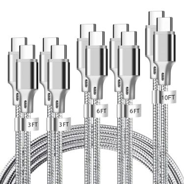 Imagem de Cabo trançado de nylon CUGUNU compatível com carregador de iPhone, pacote com 3 cabos de carregamento com certificação MFi USB Lightning para iPhone X/Max/11/8/7/6/6S/5/5S/SE/Plus/iPad - cinza prata