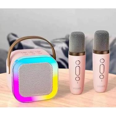Imagem de Top 1 Caixa de Som Karaokê RGB Portátil USB e Conexão Bluetooth com Luzes LED e 2 Microfones Sem Fio com Vozes Auto Tune (Cores Variadas)