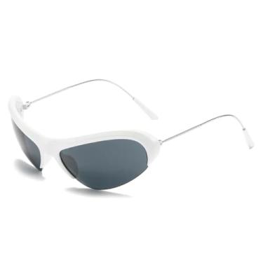Imagem de VFDHN Óculos de sol da moda para homens dirigindo motocross UV400 (branco e preto)