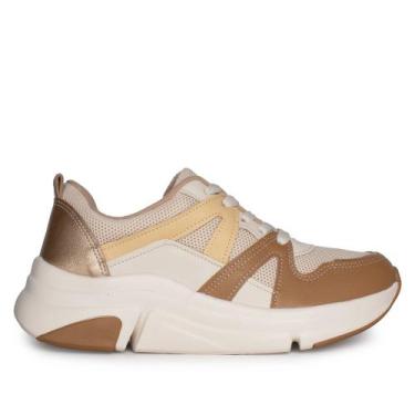 Imagem de Tênis Feminino Modare Napa Plataforma Textil Bege/Marrom, Bege, Marrom