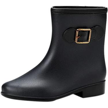 Imagem de Botas de chuva femininas cano médio botas de chuva galochas, Z04 preto, 9.5