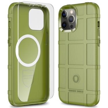 Imagem de LABILUS Rugged Shield Capa protetora tática magnética à prova de quedas de 2,4 m TPU grossa para MagSafe compatível com iPhone 12 Pro Max (6,7 polegadas) - Verde exército