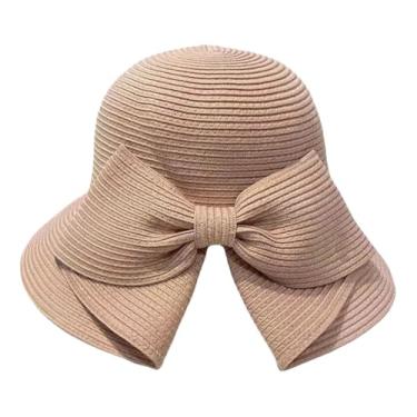 Imagem de Chapéu de palha feminino primavera e verão chapéu de praia turismo esporte ao ar livre chapéu de sol dobrável pnnrk tamanho único