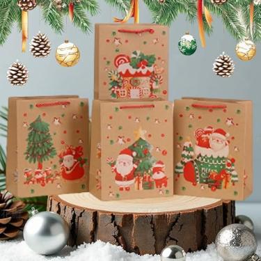 Imagem de 1 bolsa de compras de papel de Natal, bolsa de presente de festa de Natal, embalagem de biscoito doce, estilo 2 (23 x 18 x 10 cm)