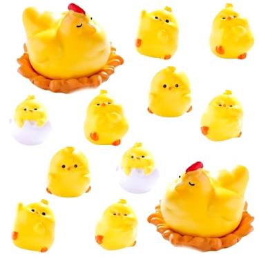 Imagem de 12Pcs Mini Chickens, Mini Chicken Figurines Miniature Resin Chickens Miniature Farm Animals Tiny Hen Figurine Ornaments for Easter Decor Garden Moss Landscape Home Decoration DIY Terrarium Crafts