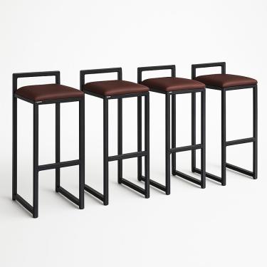 Imagem de Kit 4 Banqueta Corino Balcão Industrial Cozinha Gourmet Bar Marrom