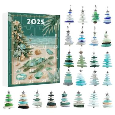 Imagem de Calendário do Advento de Árvore de Natal de Vidro Marinho 2025 | Contagem regressiva de 24 dias inspirada no oceano com 24 ornamentos colecionáveis 3D feitos à mão | Presente exclusivo de decoração de