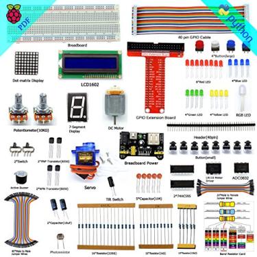 Imagem de Adeept Kit Super Starter para Raspberry Pi 3, 2 modelos B/B+, LCD1602, Servo, Motor, C e Código Python, Kit para iniciante/manual do usuário (sem garantia de versão em português)