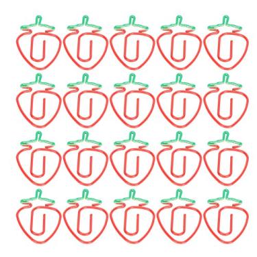 Imagem de Clipes de papel Marcadores em formato de fruta de 2 cores Pino de clipe para planejador Material de escritório Presentes escolares 20 unidades com design de morango Fio de ferro