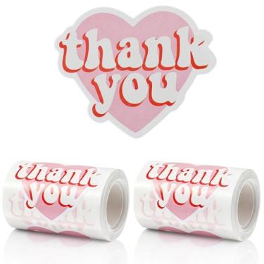 Imagem de 240 adesivos de agradecimento de coração rosa para pequenas empresas, adesivo autoadesivo grande de agradecimento de 6 cm para embalagem e pedidos
