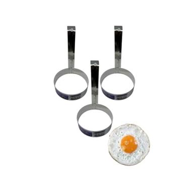 Imagem de Aro Modelador De Ovos Redondo Inox 9x2,5 Cm Kit Com 3 Unid.