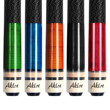 Imagem de AKLOT Tacos de sinuca, conjunto de 5 bastões de taco de sinuca de 147 cm de madeira de bordo canadense para jogadores profissionais de bilhar