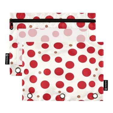 Imagem de Wassud Pastas de fichário com 3 furos, pastas de bolso com pontos vermelhos, pasta organizadora de arquivos para escritório em casa, pacote com 2