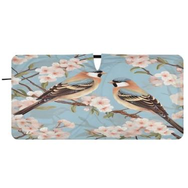 Imagem de CEBUGI Para-brisa de carro dobrável para-sol pardal com flores persianas de janela de carro guarda-chuva dianteiro para-sol para acessórios de carro bloqueador solar refletivo de carro legal, P