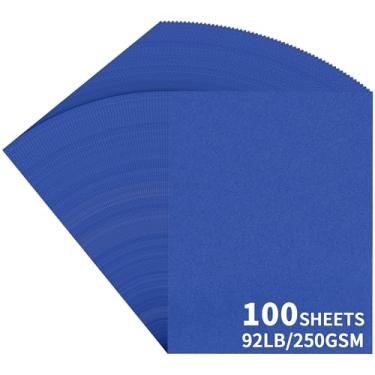 Imagem de 100 folhas de cartolina azul marinho - papel de construção de artesanato de 21 x 28 cm, papel grosso de 41,7 kg/250 g/m² para impressora, confecção de cartões faça você mesmo, convites, scrapbook