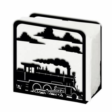 Imagem de SUPERDANT Suporte de guardanapo de trem a vapor para mesas dispensador de papel quadrado para guardanapos de papel para cozinha, mesa de jantar, bancada, suporte de metal para piquenique ao ar livre